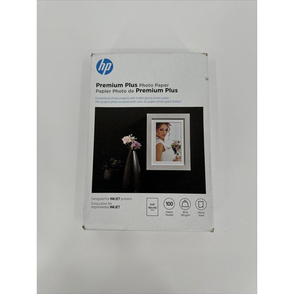 HP Premium Plus 4" x 6" Glossy Photo Paper 100 ct. 80‎ lb.